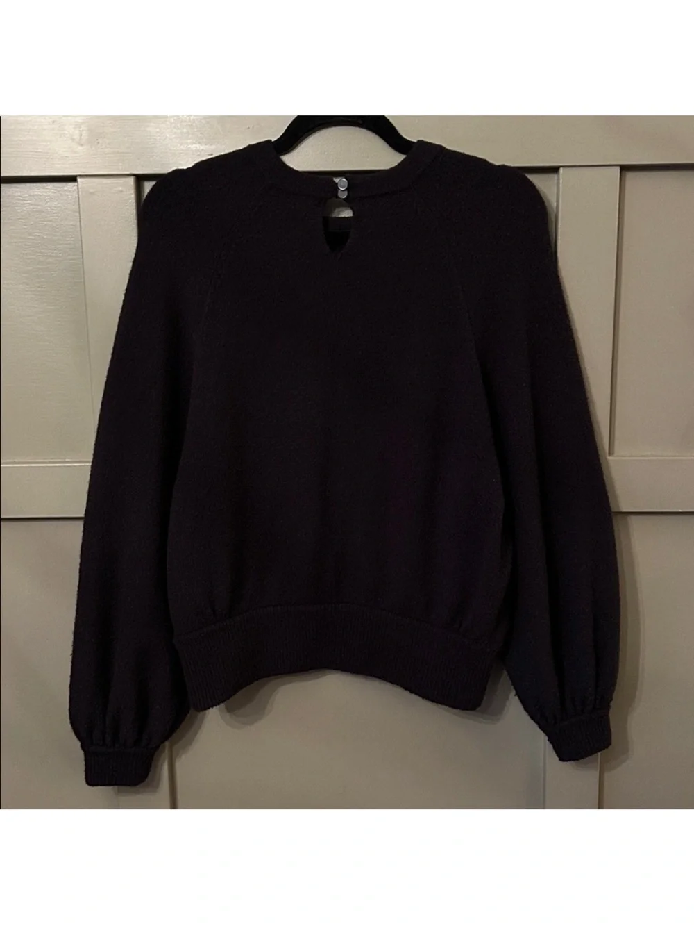 J. Crew Crewneck Gathered Sweater in Supersoft Yarn Wool Alpaca Black Size Small